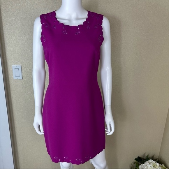 Diane von Furstenberg Dress Sz 6 Caralyn Cutout A-Line Magenta - Picture 3 of 16